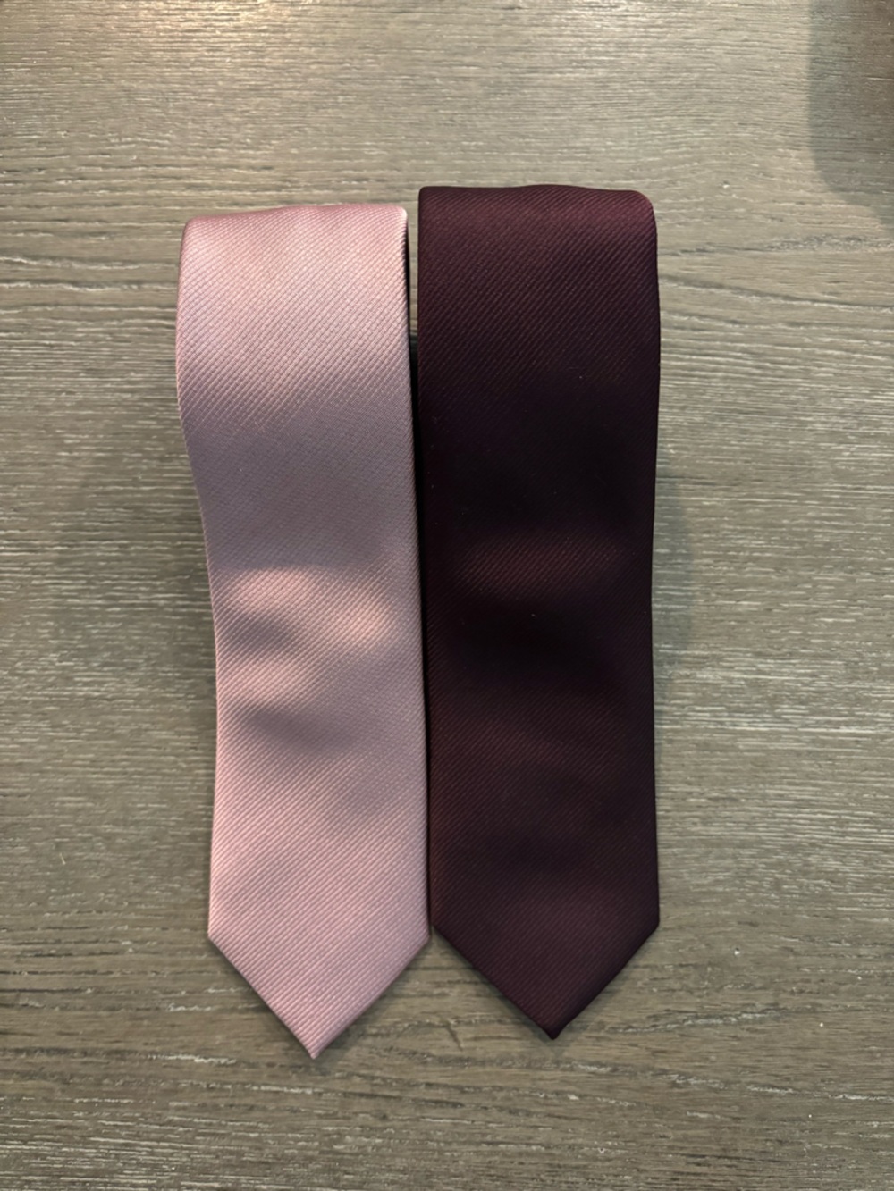 Men’s Skinny Ties in Plum and Dusty Rose